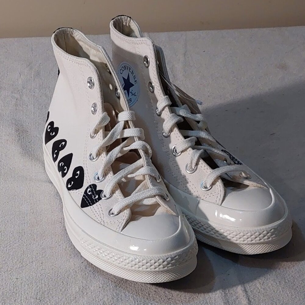 Converse x PLAY Comme des Garçons Chuck 70 Milk/Black Multi Heart Size: 8 - Picture 3 of 12